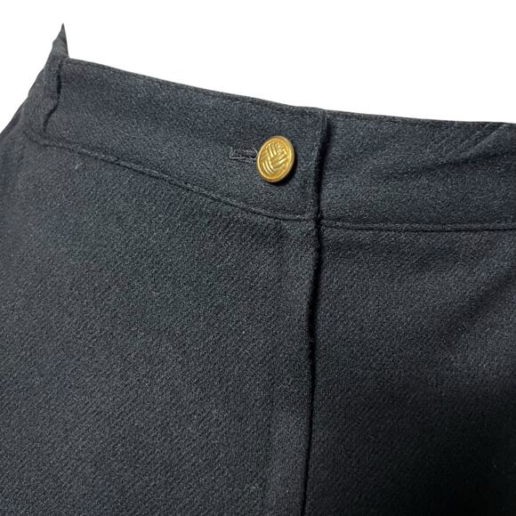 Sag Harbor Black Wool Midi Pencil Skirt Gold Button Career Elegant Size 10 - Picture 4 of 7